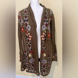 CAITE Handmade Seo Karina Embroidered Cardigan Jacket Army Green SZ S INDIA